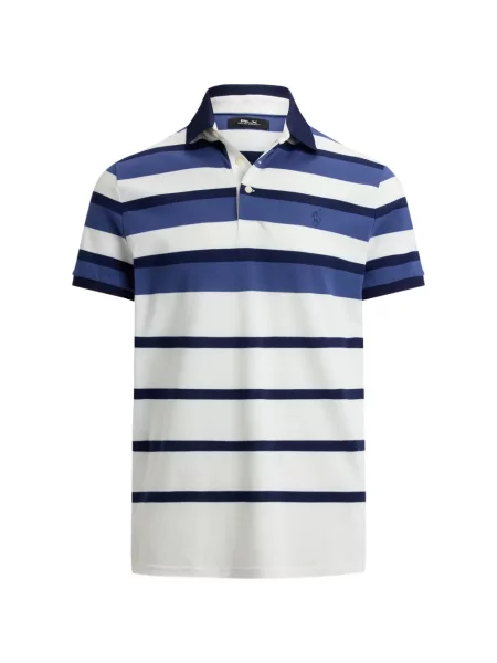 Tricou polo Rlx Ralph Lauren cu dungi scurt alb