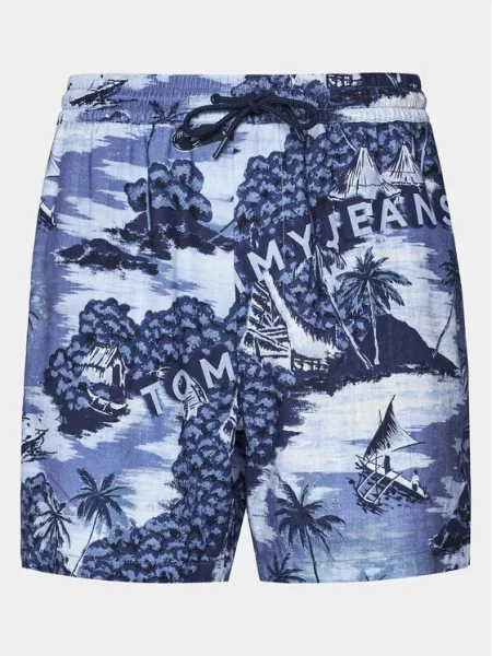 Tommy Jeans Sportovní kraťasy Hawaiian modrá