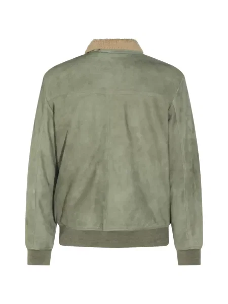 Gulerat geacă Canali din piele de căprioară verde