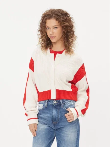 Tommy Jeans Cardigan Archive Écru