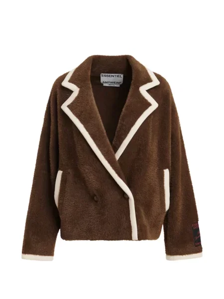 Cardigan Essentiel Antwerp cu două rânduri de nasturi maro