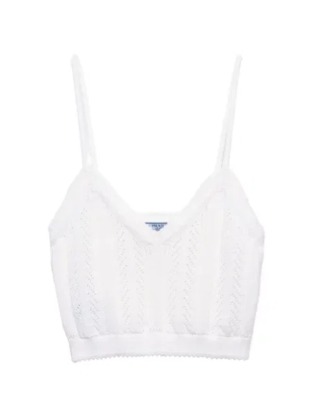 Top Prada ajurat alb
