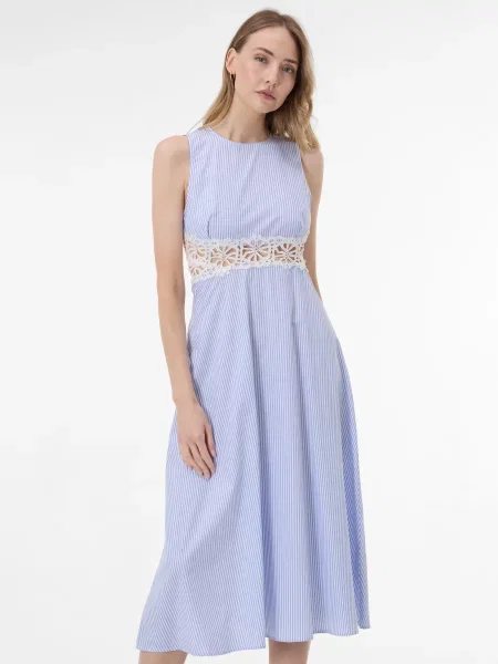Rochie midi Orsay cu dungi din dantelă albastru