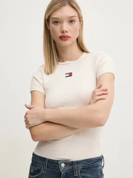 Tommy Jeans Tričko béžové