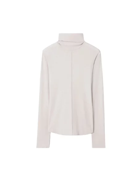 Dzianinowy sweter z golfem Tory Burch do golfa szary