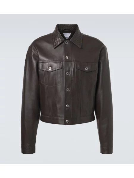 Geanta de piele Bottega Veneta maro