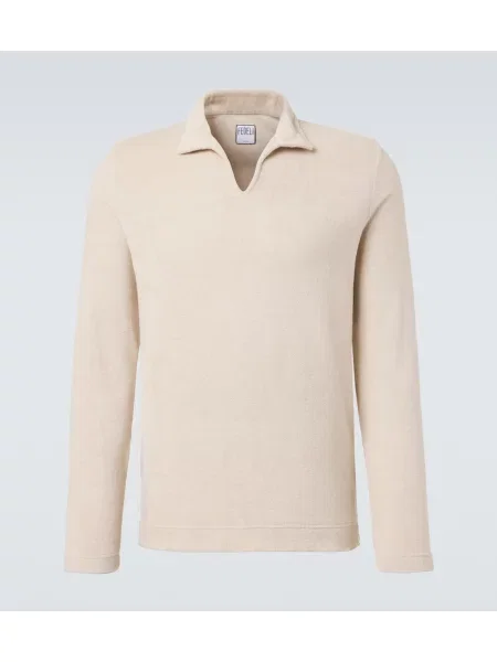 Tricou polo Fedeli din material terry bej