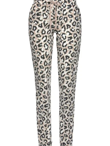 LASCANA Pantaloni de pijama negru portocaliu pastel alb