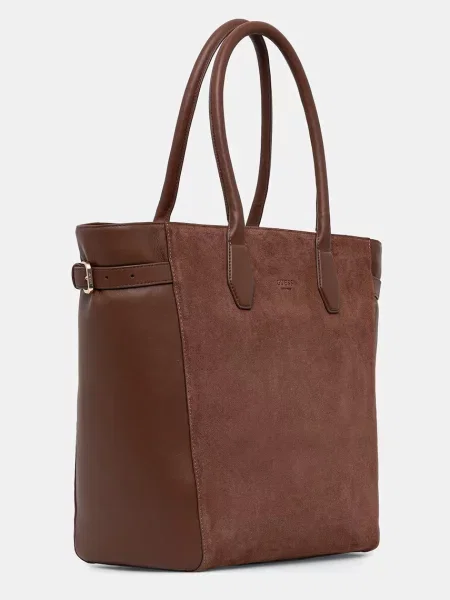 Guess Geantă shopper ANITHA | piele întoarsă maro