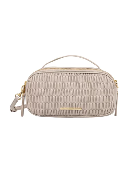 Calvin Klein Torba Na Ramię Z Falbanką beige beżowa