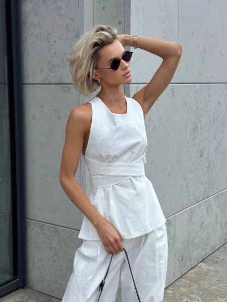 Jadone Fashion Майка Maki_bilyy Льон білий