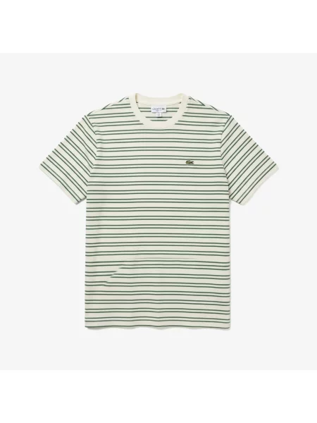 Lacoste T-Shirt Z Okrągłym Dekoltem W Paski Classic Fit zielony