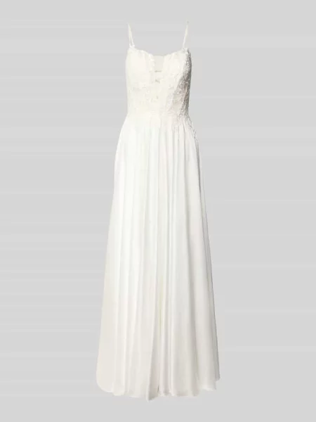 Suknia ślubna o kroju regular fit z półprzezroczystego materiału Mascara biała