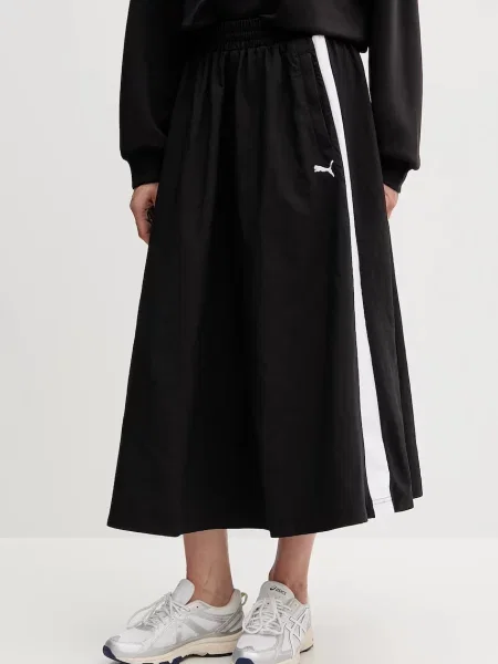Пола Puma среднодълга разкроена черно