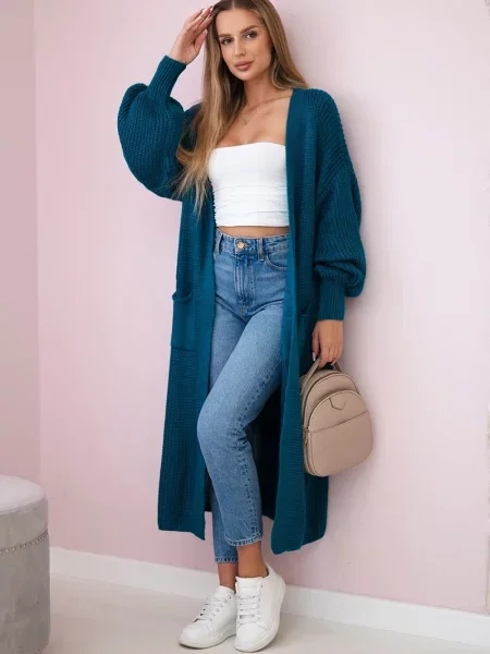 Lung cardigan Kesi Włoski albastru