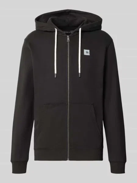 Bluza rozpinana z naszywką z logo i kieszenią kangurka Scotch & Soda czarna