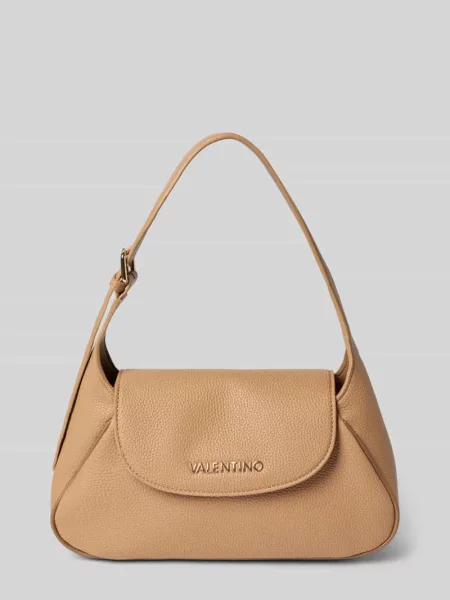 Lniana torebka Valentino Bags beżowa