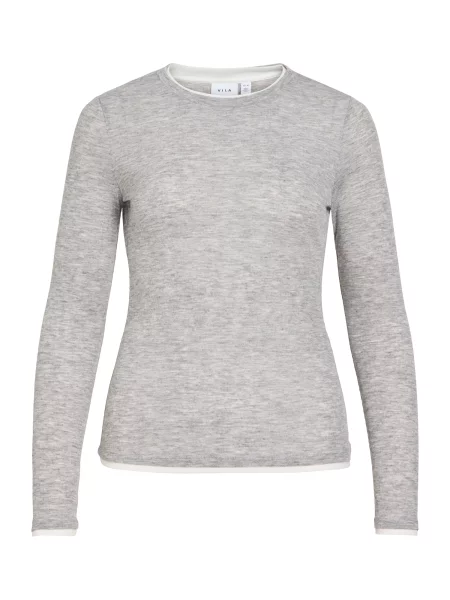 VILA Tricou VIELIANNE gri amestecat alb