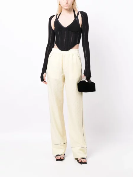 Spodnie Off-white żakardowe z logo białe