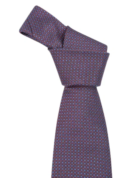 Cravată Lardini de mătase cu imprimeu geometric violet