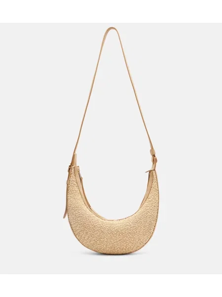 Geanta crossbody Khaite din piele de căprioară bej