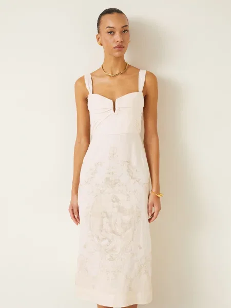 Zimmermann Sukienka Lniana Drape weiss