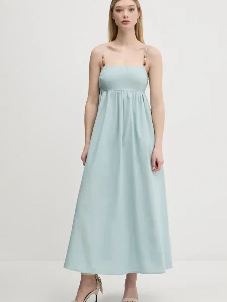 Abercrombie & Fitch rochie din in maxi evazati turcoaz