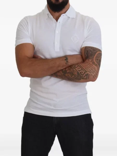 Tricou polo Dolce & Gabbana cu autograf alb