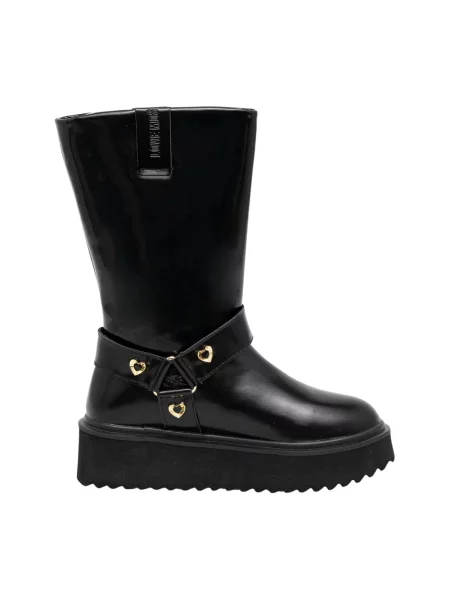 Love Moschino botki skórzane na platformie czarny