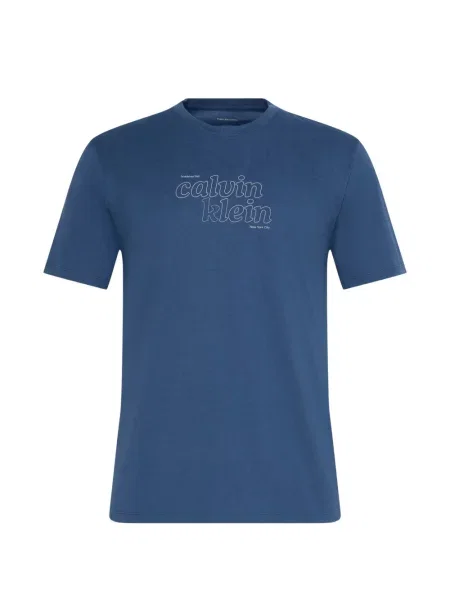 Tricou Calvin Klein cu imagine cu decolteu rotund albastru