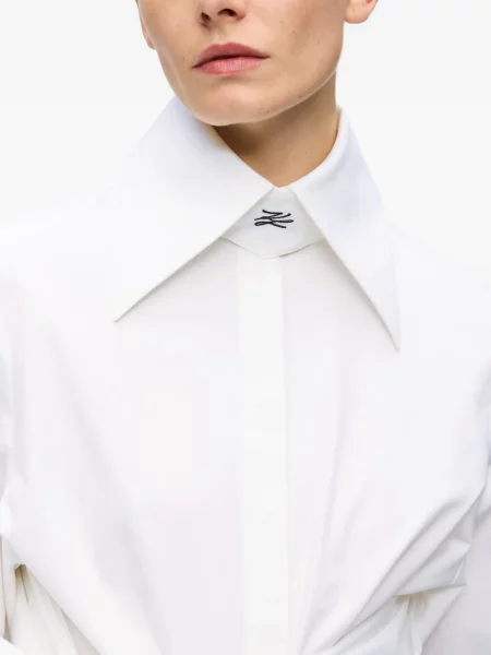 Bluză Karl Lagerfeld cu funde din poplin alb