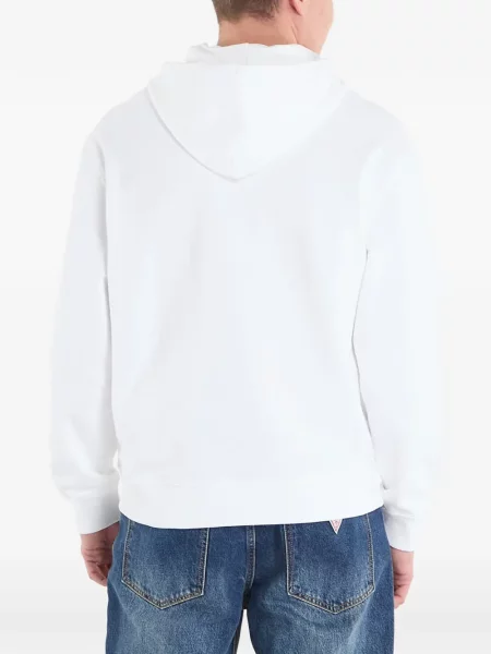 Hanorac cu glugă Calvin Klein din material terry alb