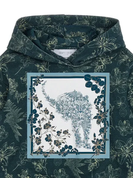 Bluza z kapturem dziecięca Roberto Cavalli niebieska