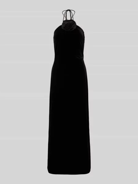 Sukienka koktajlowa z kwiatową aplikacją model ‘ROSETTA STRAP’ Y.a.s czarna