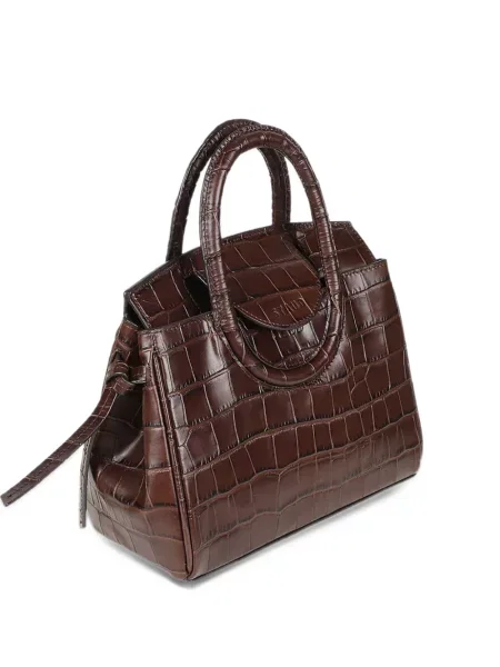 Δερμάτινη τσάντα shopper Staud καφέ
