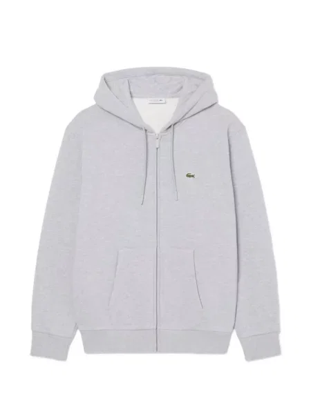 Hanorac cu glugă Lacoste din fleece gri