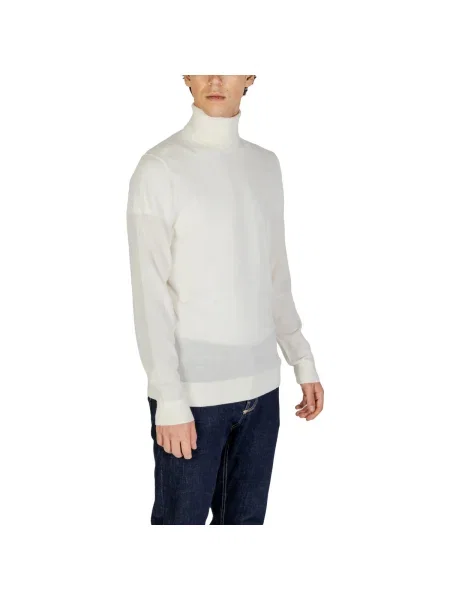 Pulover Calvin Klein Jeans cu guler înalt albastru