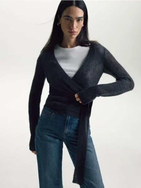 Reserved Pulover cu amestec de mohair cacao-cu-lapte