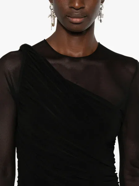 Rochie maxi Norma Kamali drapată până la genunchi de costum negru