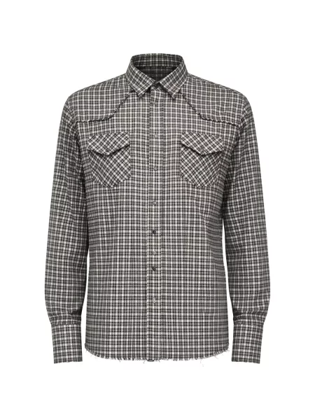 Карирана риза Laneus сиво