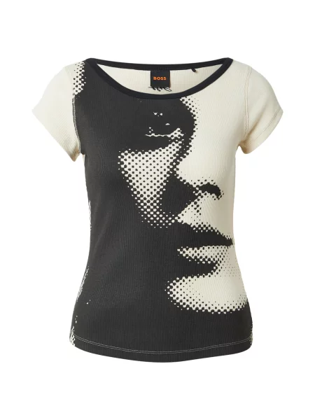 BOSS Tricou galben pastel negru
