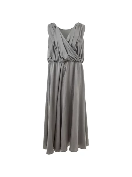Rochie midi Lardini cu decolteu în V drapată gri