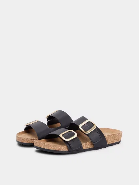 Шкіряні Шльопанці Tommy Hilfiger TH CLASSIC CORK SANDAL LEATHER чорний
