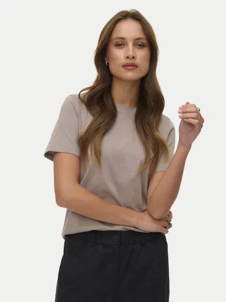 VERO MODA Tričko VMPaulina tmavošedá sivá