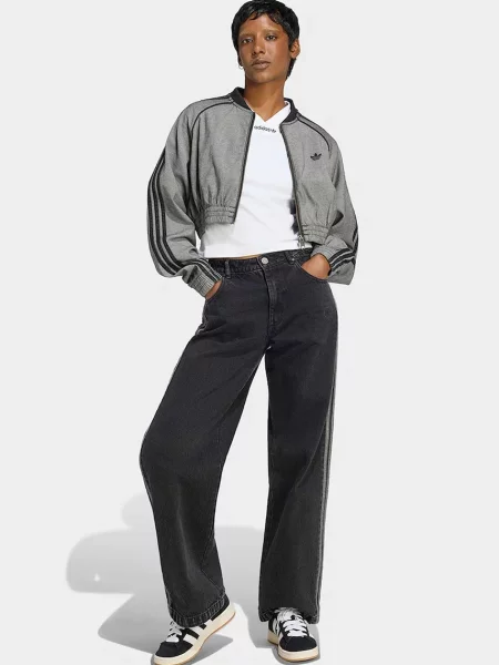 Adidas Originals bluza rozpinana z bawełną szara