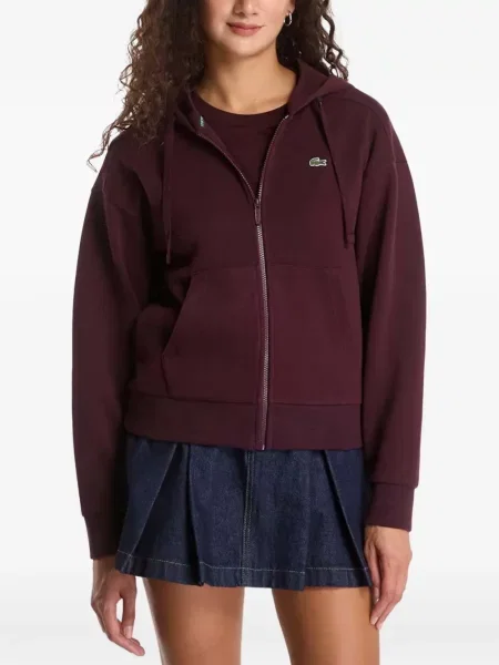 Hanorac cu glugă Lacoste cu autograf violet