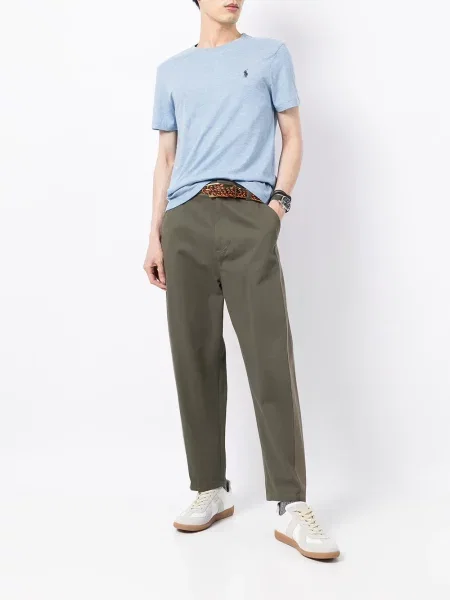 Siuvinėta ilgas iš natūralios odos marškiniai Polo Ralph Lauren mėlyna