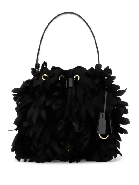 Geantă bucket Prada din satin negru