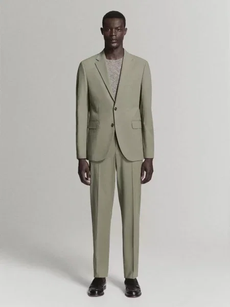 Spodnie garniturowe Milan slim fit Mężczyzna 44 MANGO MAN zielony