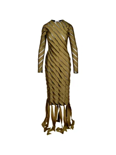 Rochie midi Ioana Ciolacu cu franjuri verde